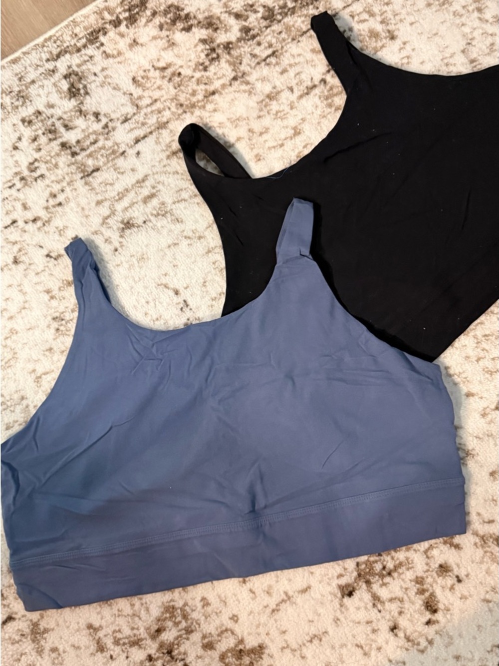 Nike Yoga Sports Bras in Black & Slate Blue